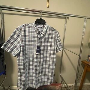 Izod Men's Blue and Red Plaid Button Down Shirt . Item # 11148